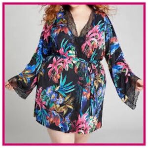 Cacique Lane Bryant PARADISE FLORAL LACE Kimono Robe Plus Size 22/24 Tropical